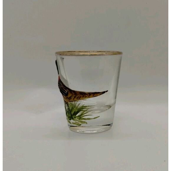 3-D Glass Shotglass - Pheasant Bird Shot Glass - Picture 3 of 7